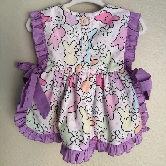 Smocked Easter Peeps Top and Bummies “Blessed” 12 Months - Picture 2 of 5